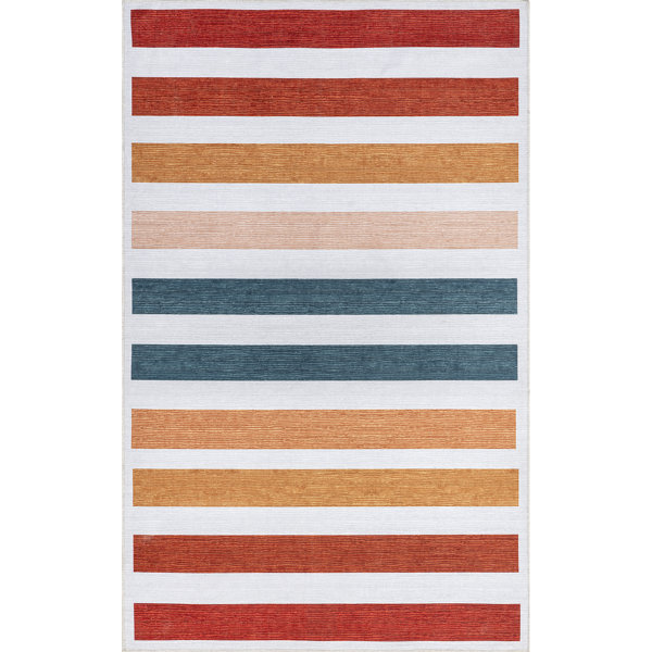 Ebern Designs Philina Performance Blue/Red/Yellow Rug Wayfair